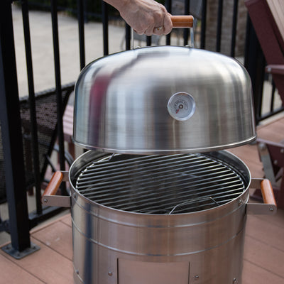 Americana Grills 351 Square Inch Stainless Steel Charcoal BBQ Meat Water Smoker