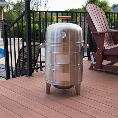 Americana Grills Square Inch Stainless Steel Charcoal BBQ Meat Smoker (Open Box) - VMInnovations