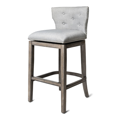 Maven Lane Hugo Tufted-Back Swivel Stool, Reclaimed Oak, Bar Height (Used) - VMInnovations