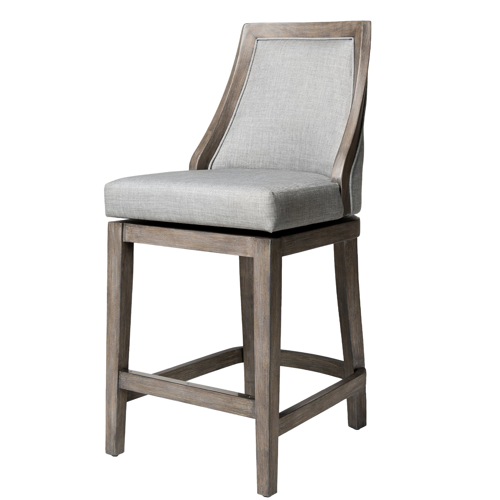 Maven Lane Counter Stool in Oak Finish w/ Ash Grey Fabric Upholstery (For Parts) - VMInnovations