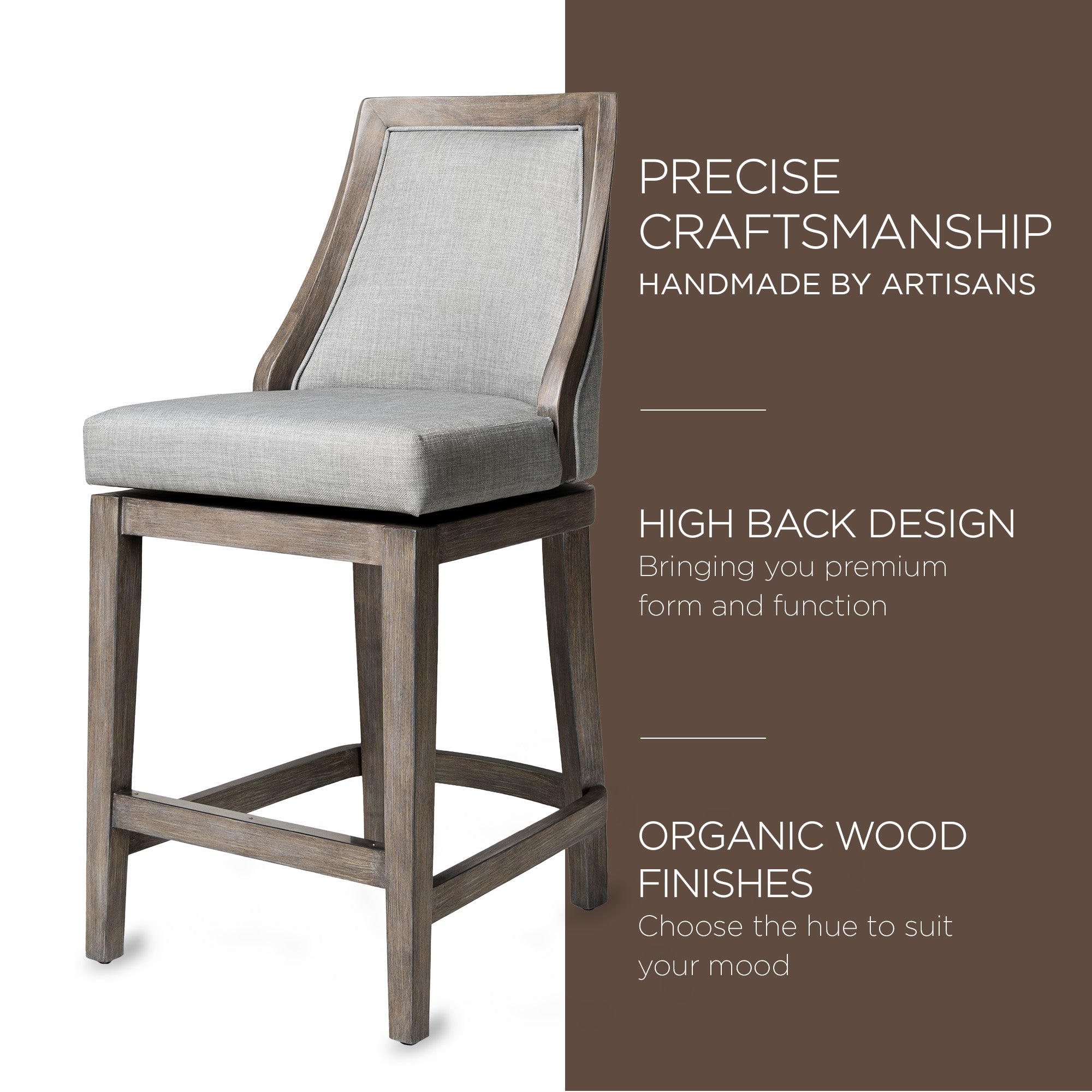 Maven Lane Counter Stool in Oak Finish w/ Ash Grey Fabric Upholstery (For Parts) - VMInnovations