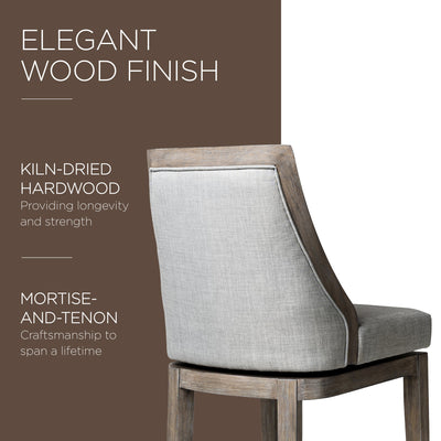 Maven Lane Vienna Counter Stool in Reclaimed Oak Finish w/ Ash Grey Fabric Upholstery