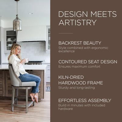 Maven Lane Vienna High-Back Kitchen Swivel Stool, Reclaimed Oak Finish(Open Box) - VMInnovations