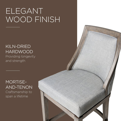 Maven Lane Vienna High-Back Swivel Bar Stool, Reclaimed Oak Finish (Open Box) - VMInnovations