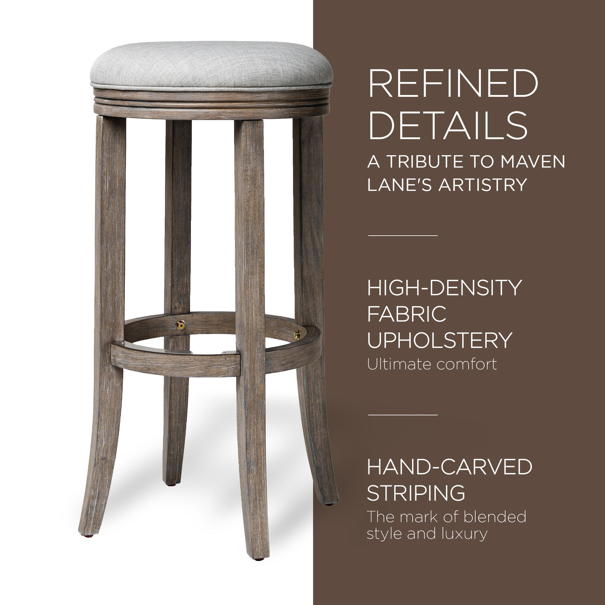 Eva Round Backless Kitchen Swivel Stool, Reclaimed Oak, Bar Height (Open Box) - VMInnovations