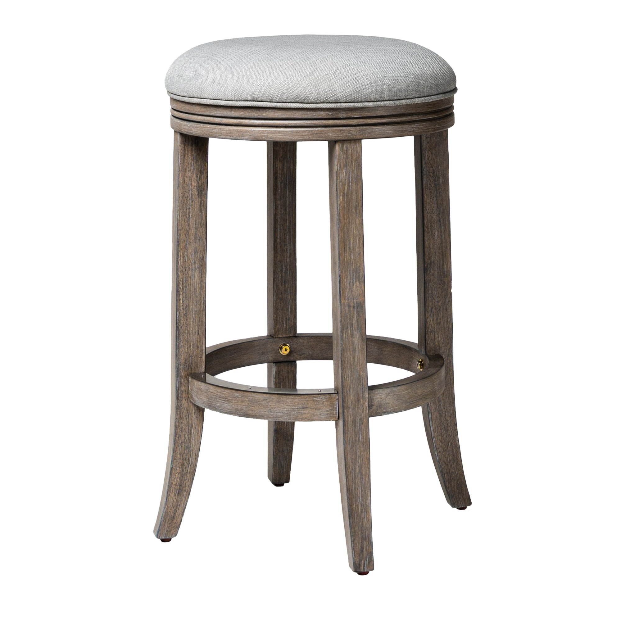 Maven Lane Eva Counter Stool in Reclaimed Oak Finish w/ Ash Grey Fabric Upholstery - VMInnovations