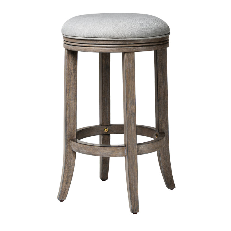 Maven Lane Stool in Reclaimed Oak Finish w/Ash Grey Fabric Upholstery(For Parts)