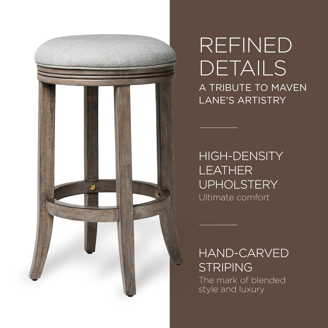 Maven Lane Backless Kitchen Swivel Stool, Reclaimed Oak,Counter Height Open Box)