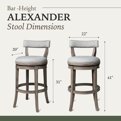 Maven Lane Bar Stool in Reclaimed Oak Finish w/Grey Fabric Upholstery(For Parts)