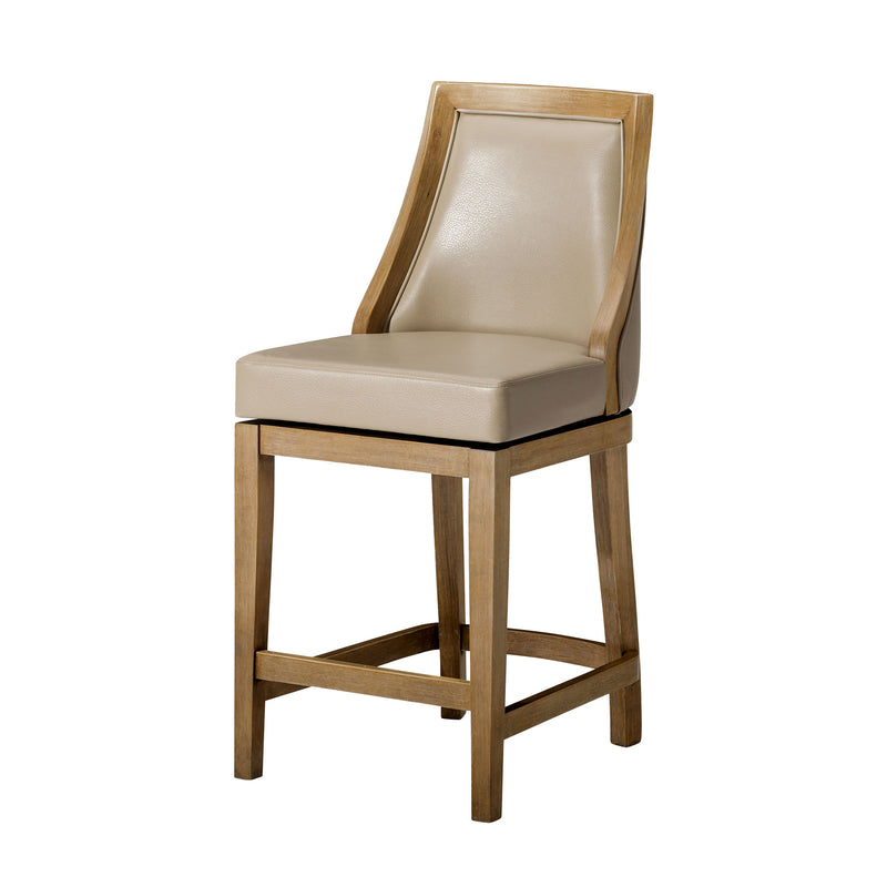 Maven Lane Counter Stool, Weathered Oak Finish w/Avanti Bone Vegan Leather(Used)