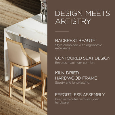 Maven Lane Bar Stool in Weathered Oak Finish w/ Avanti Vegan Leather (Open Box) - VMInnovations