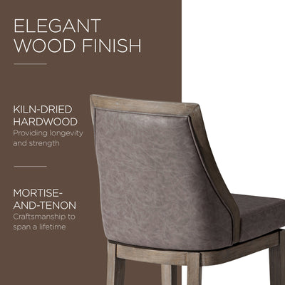 Maven Lane Counter Stool, Reclaimed Oak Finish w/Stone Vegan Leather(Used) - VMInnovations
