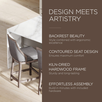 Maven Lane Counter Stool, Oak Finish w/ Ronan Stone Vegan Leather (For Parts) - VMInnovations