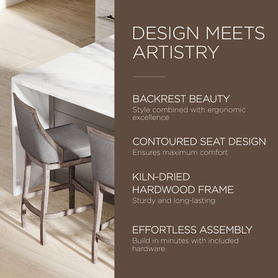Maven Lane Vienna Bar Stool in Oak Finish w/Ronan Stone Vegan Leather(For Parts) - VMInnovations
