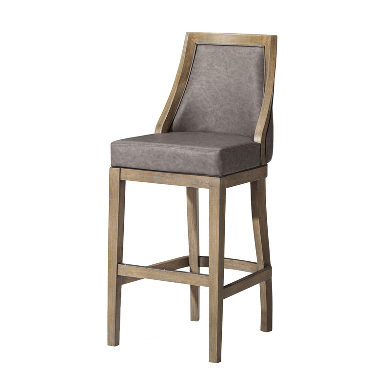 Maven Lane Vienna Bar Stool in Oak Finish w/Ronan Stone Vegan Leather(For Parts)