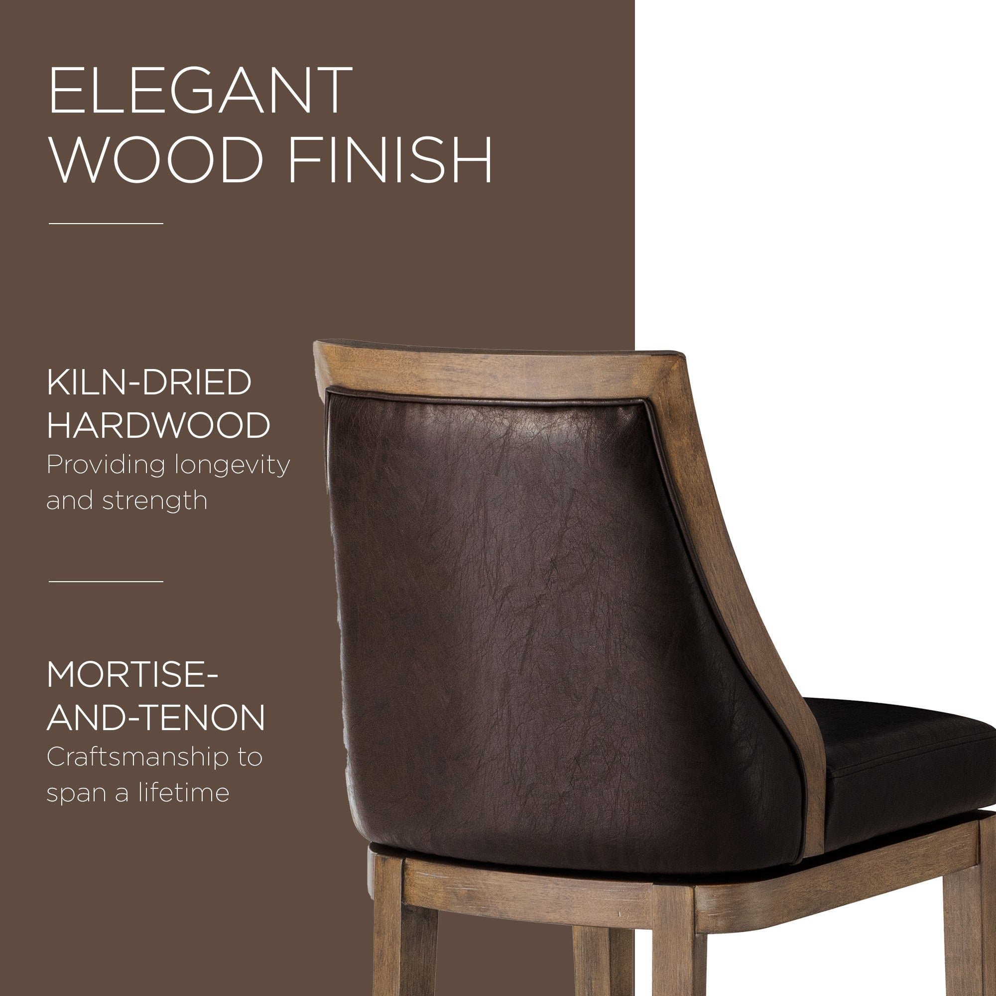 Maven Lane Counter Stool, Walnut Finish w/ Marksman Vegan Leather (For Parts) - VMInnovations
