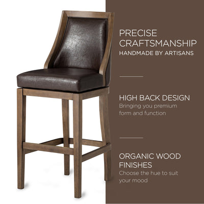 Maven Lane Bar Stool in Walnut Finish with Marksman Saddle Vegan Leather (Used) - VMInnovations