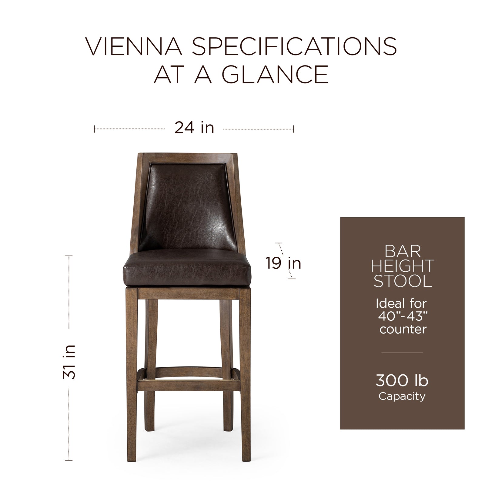 Maven Lane Bar Stool in Walnut Finish w/Marksman Saddle Vegan Leather (Open Box) - VMInnovations