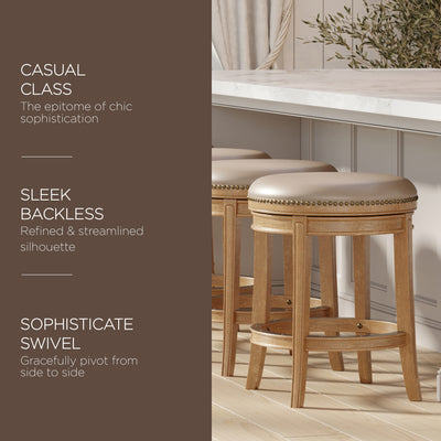 Maven Lane Counter Stool, Weathered Oak Finish w/ Avanti Vegan Leather (Used) - VMInnovations