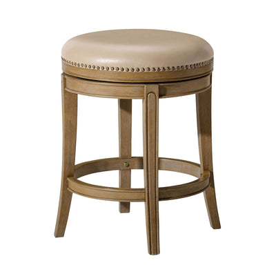 Maven Lane Counter Stool, Weathered Oak Finish w/ Avanti Vegan Leather (Used) - VMInnovations