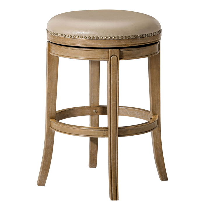 Maven Lane Backless Bar Stool, Weathered Oak Finish w/Avanti Vegan Leather(Used)