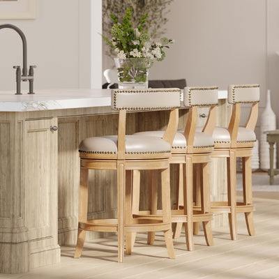 Maven Lane Weathered Oak Finish w/ Avanti Bone Vegan Leather (Open Box) - VMInnovations