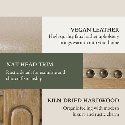 Maven Lane Weathered Oak Finish w/ Avanti Bone Vegan Leather (Open Box) - VMInnovations