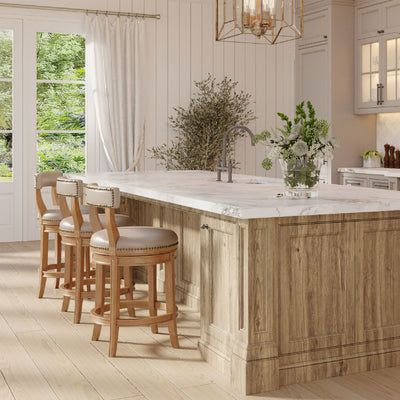 Maven Lane Weathered Oak Finish w/ Avanti Bone Vegan Leather (Open Box) - VMInnovations