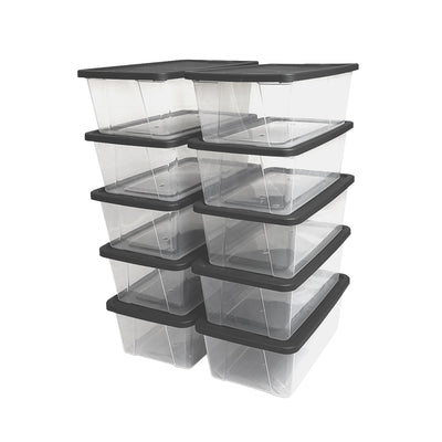 Homz Snaplock Extra Small 6-Quart Clear Storage Container w/ Gray Lid, 10 Pack