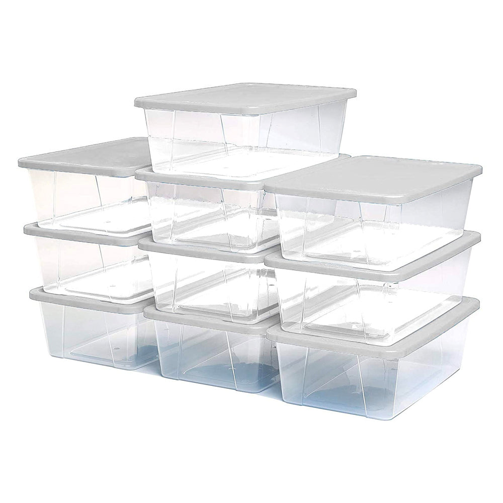 Homz 6 Qt Secure Latching Plastic Container Bin w/ Lid 10 Pack (Open Box)