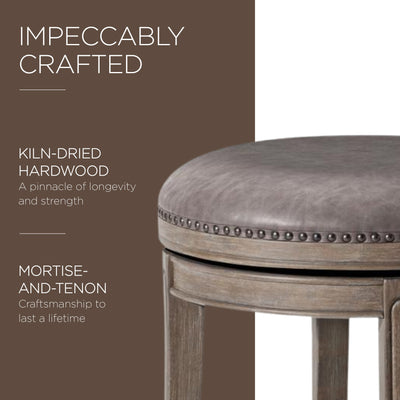 Maven Lane Backless Stool, Reclaimed Oak Finish w/ Ronan Vegan Leather (Used) - VMInnovations
