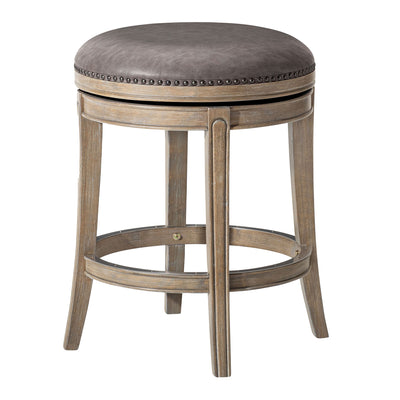 Maven Lane Backless Stool, Reclaimed Oak Finish w/ Ronan Vegan Leather (Used) - VMInnovations
