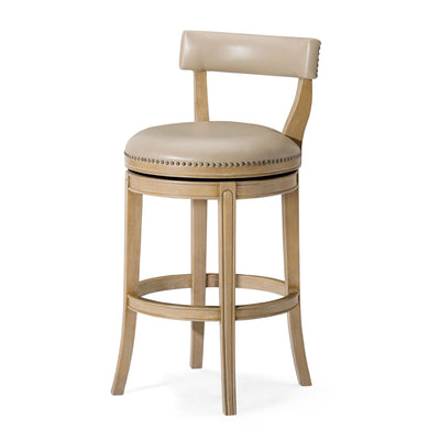 Maven Lane Bar Stool, Weathered Oak Finish w/ Avanti Bone Vegan Leather (Used)