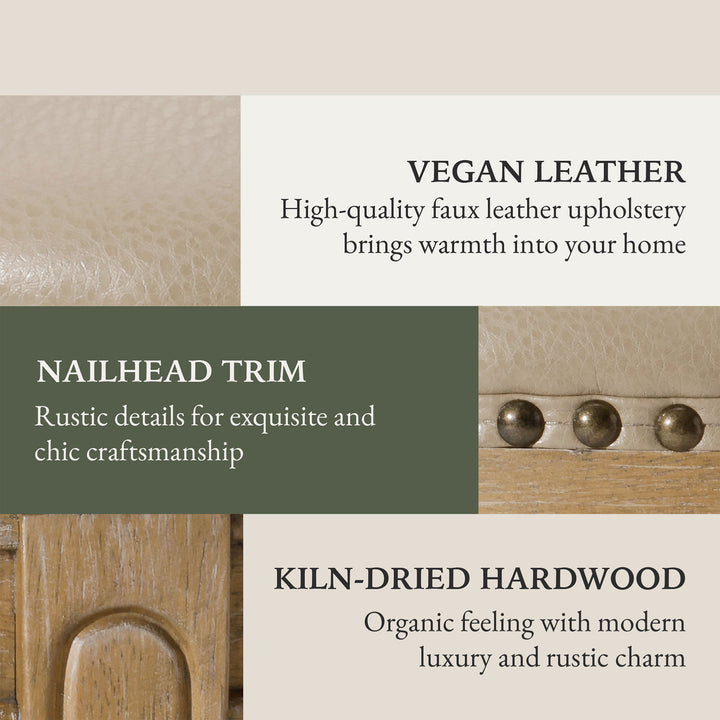 Maven Lane Bar Stool, Weathered Oak Finish w/ Avanti Vegan Leather (For Parts)