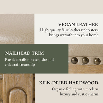 Maven Lane Bar Stool, Weathered Oak Finish w/ Avanti Vegan Leather (For Parts)