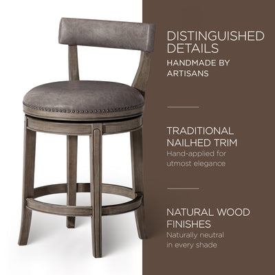 Maven Lane Counter Stool, Reclaimed Oak Finish w/Stone Vegan Leather (Used)