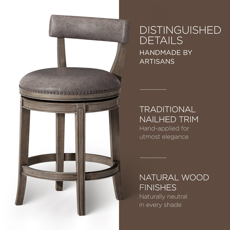 Maven Lane Counter Stool, Reclaimed Oak Finish w/Stone Vegan Leather (Used)