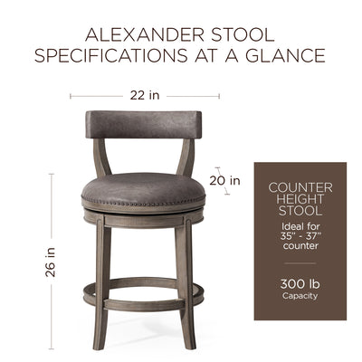 Maven Lane Counter Stool, Reclaimed Oak Finish w/Stone Vegan Leather (Used)