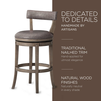 Maven Lane Bar Stool, Reclaimed Oak Finish w/ Ronan Stone Vegan Leather (Used)