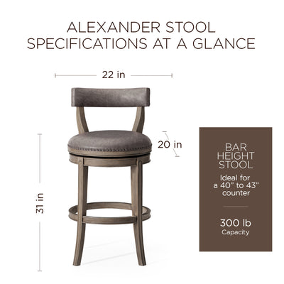 Maven Lane Bar Stool, Reclaimed Oak Finish w/ Ronan Stone Vegan Leather (Used)