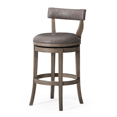 Maven Lane Bar Stool, Reclaimed Oak Finish w/ Ronan Vegan Leather (Open Box) - VMInnovations
