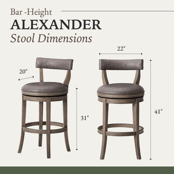 Maven Lane Bar Stool, Reclaimed Oak Finish w/ Ronan Stone Vegan Leather (Used)