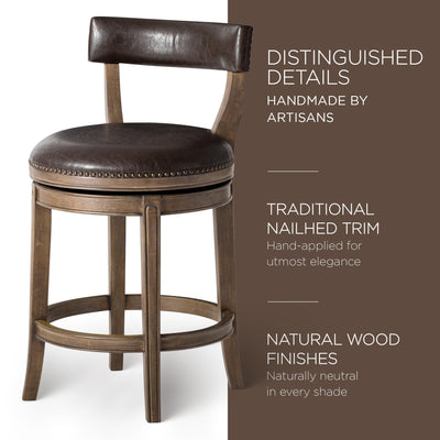 Maven Lane Counter Stool, Walnut Finish w/ Marksman Saddle Vegan Leather (Used)