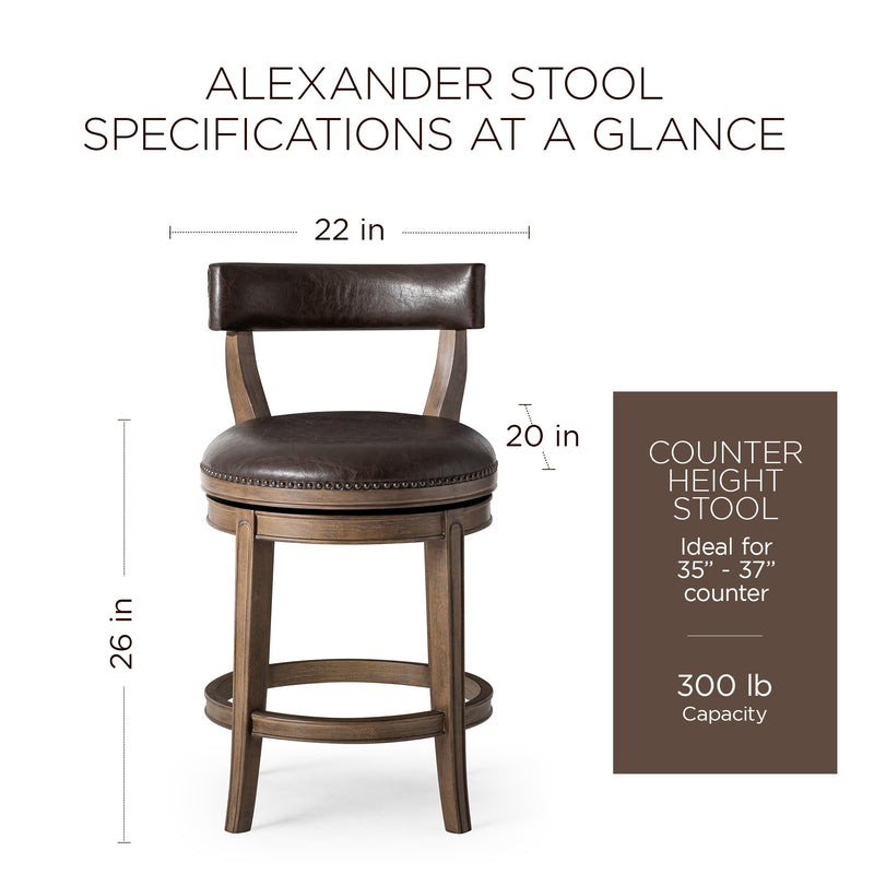 Maven Lane Counter Stool, Walnut Finish w/ Marksman Saddle Vegan Leather (Used)