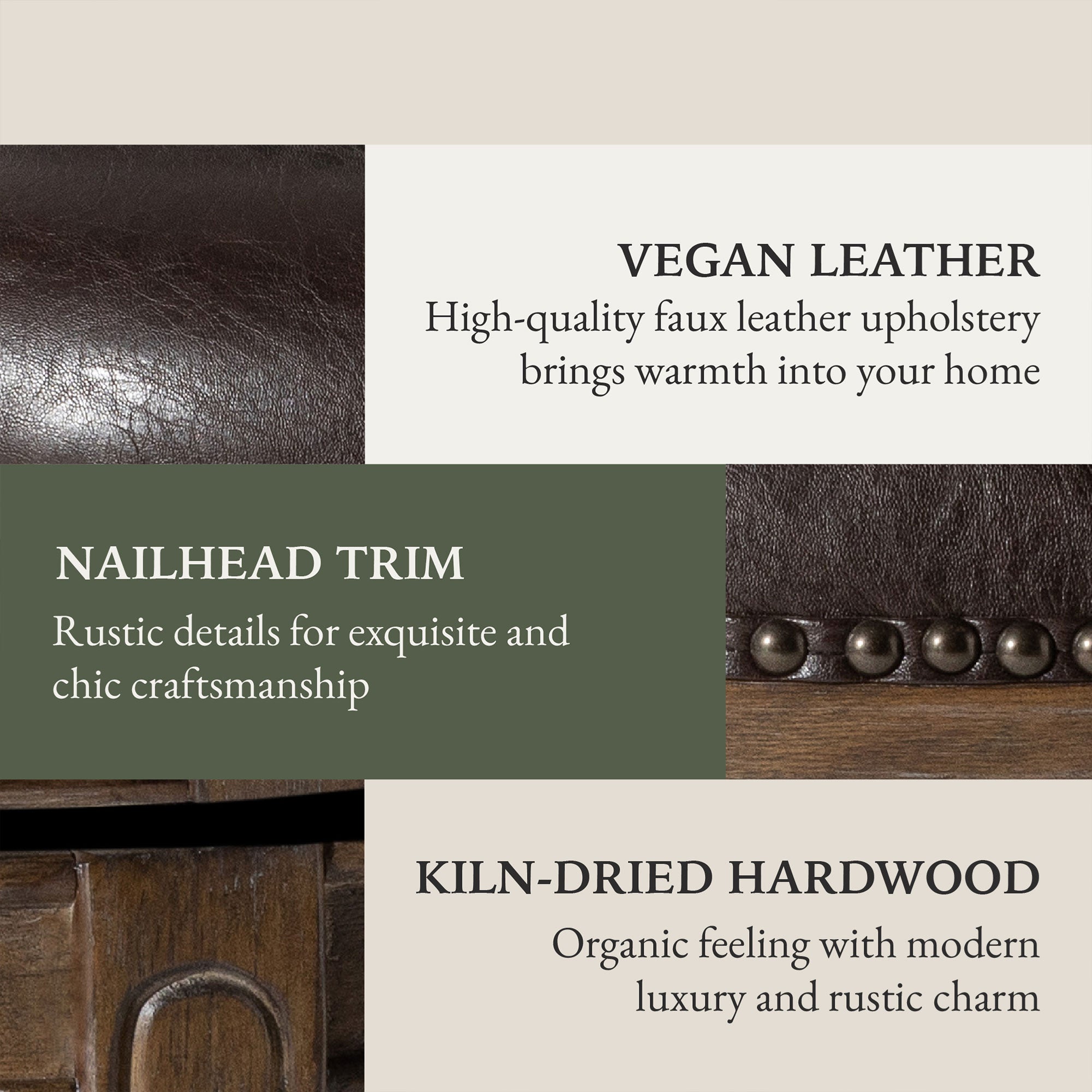 Maven Lane Counter Stool, Walnut Finish w/ Marksman Vegan Leather (Open Box) - VMInnovations