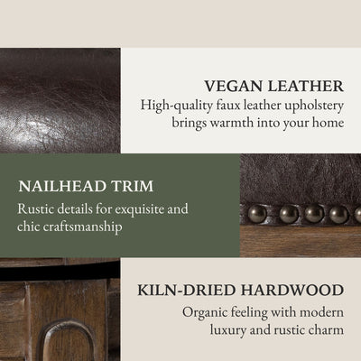 Maven Lane Counter Stool, Walnut Finish w/ Marksman Vegan Leather (Open Box) - VMInnovations