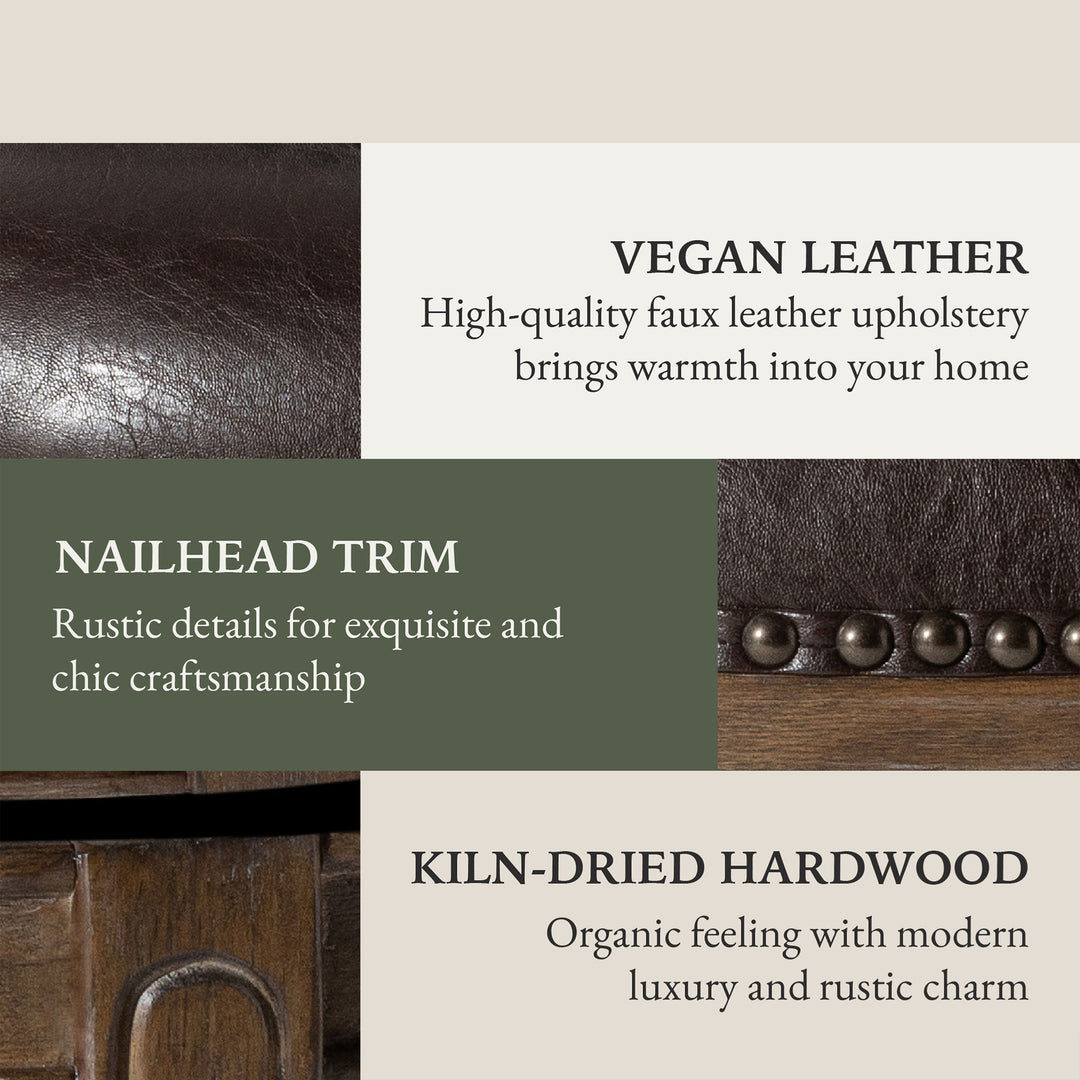 Maven Lane Alexander Bar Stool in Walnut Finish w/ Marksman Saddle Vegan Leather - VMInnovations