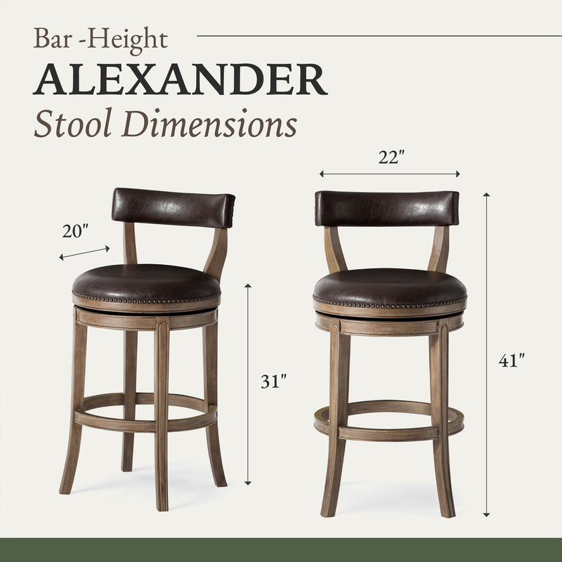 Maven Lane Alexander Bar Stool in Walnut Finish w/ Marksman Saddle Vegan Leather