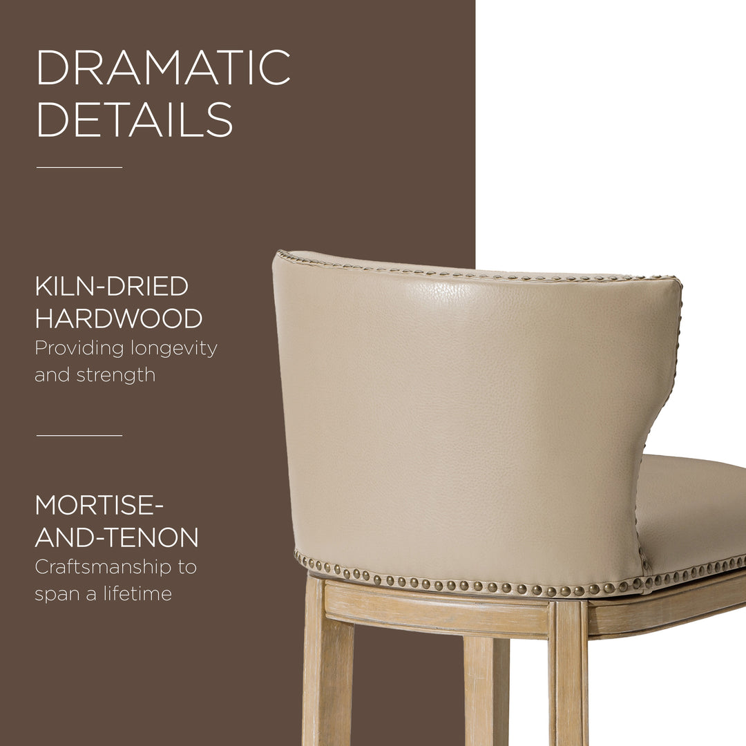 Maven Lane Hugo Bar Stool in Weathered Oak with Avanti Vegan Leather (For Parts)