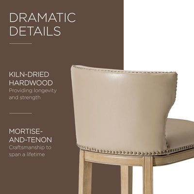 Maven Lane Hugo Bar Stool in Weathered Oak with Avanti Vegan Leather (For Parts) - VMInnovations